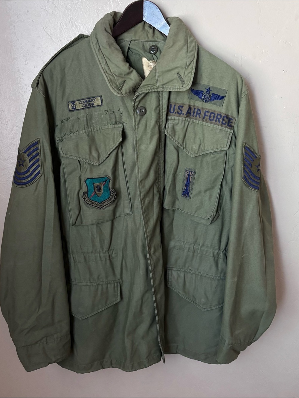 Vtg M-65 Field Jacket OG-107 USAF Strategic Air Command Patched small regular